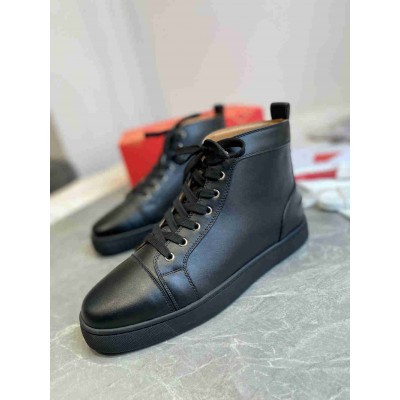 Christian Louboutin Louis Flat Sneakers in Black Leather