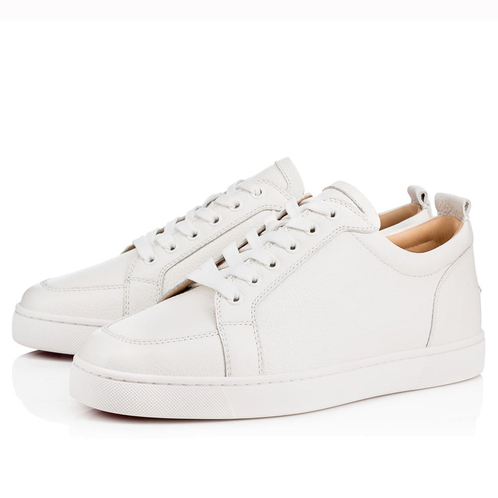 Christian Louboutin Louis Junior Flat Sneakers In White Calfskin