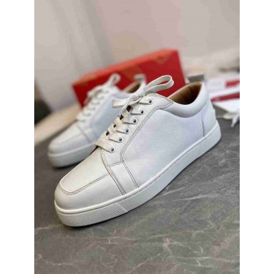 Christian Louboutin Louis Junior Flat Sneakers In White Calfskin