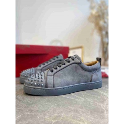 Christian Louboutin Louis Junior Spikes Orlato Flat Sneakers Grey