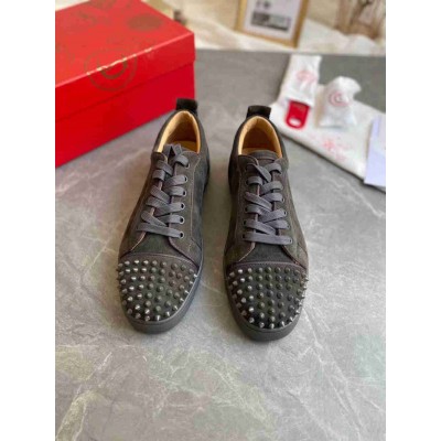 Christian Louboutin Louis Junior Spikes Orlato Flat Sneakers Olive