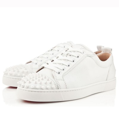 Christian Louboutin Louis Junior Spikes Sneakers In White Leather