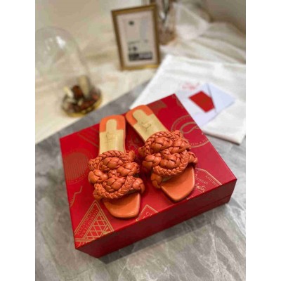 Christian Louboutin Marmela Flat Sandals In Orange Lambskin