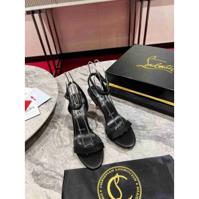 Christian Louboutin Mascasandal 85mm Sandals in Black Leather