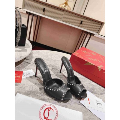 Christian Louboutin Me Dolly Spike 85MM Sandals In Black Lambskin