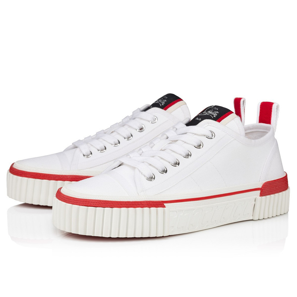 Christian Louboutin Pedro Junior Sneakers In White Fabric