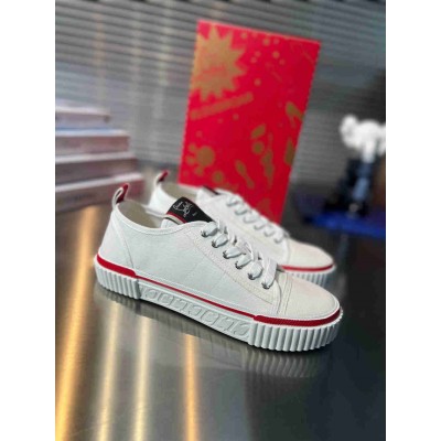 Christian Louboutin Pedro Junior Sneakers In White Fabric