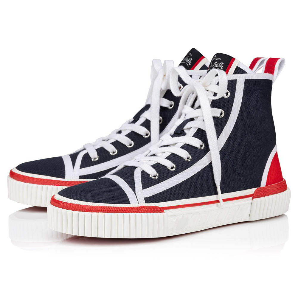 Christian Louboutin Pedro Sneakers In Navy Fabric