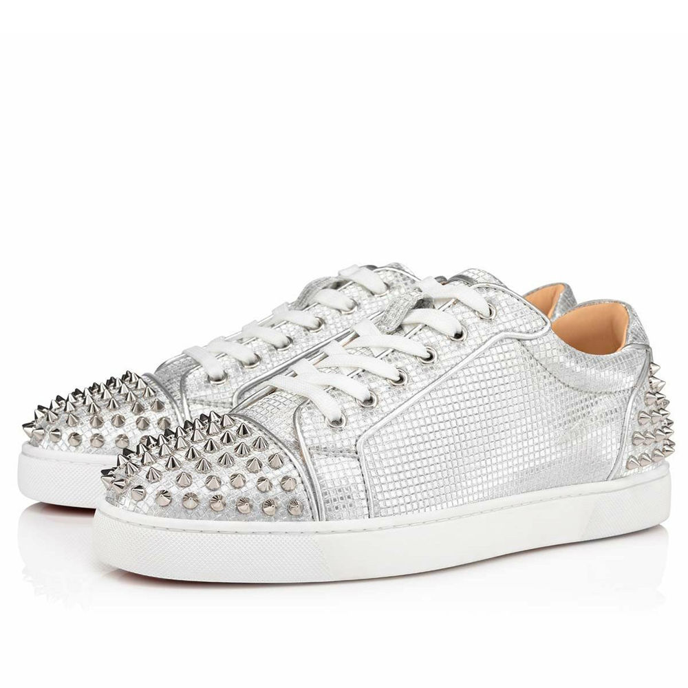 Christian Louboutin Seavaste 2 Orlato Sneakers In Silver Calfskin