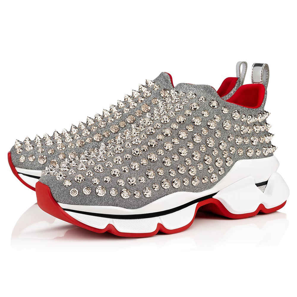 Christian Louboutin Spiky Sock Donna Sneakers Grey