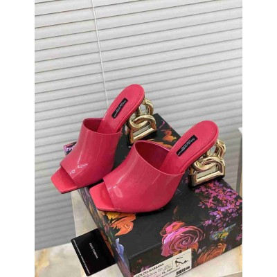Dolce & Gabbana Fuchsia Patent Mules with DG Pop Heel