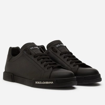 Dolce & Gabbana Portofino Sneakers In Black Leather