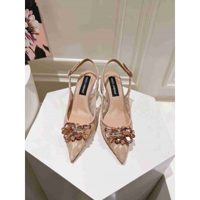 Dolce & Gabbana Rainbow Slingbacks Pumps 60mm in Nude Lace