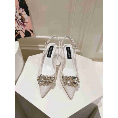 Dolce & Gabbana Rainbow Slingbacks Pumps 60mm in White Lace