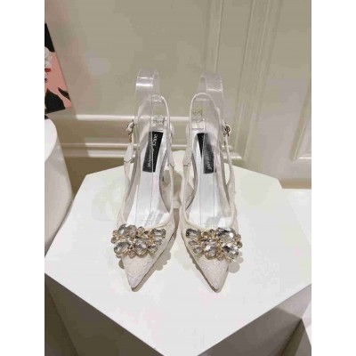 Dolce & Gabbana Rainbow Slingbacks Pumps 90mm in White Lace