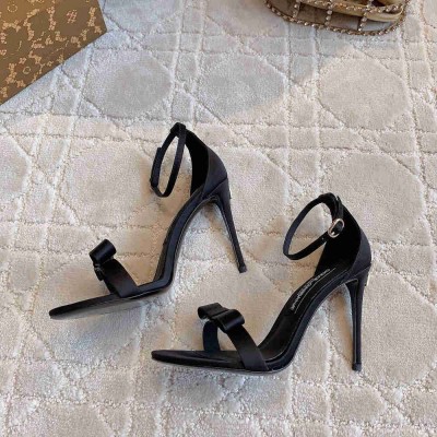 Dolce & Gabbana Sandals in Black Satin with Bow