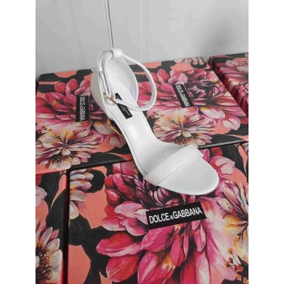 Dolce & Gabbana White Sandals with Baroque DG Heel