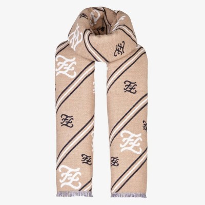 Fendi Beige Wool Karligraphy Stole