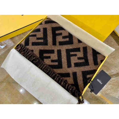 Fendi Brown Cashmere FF Long Scarf