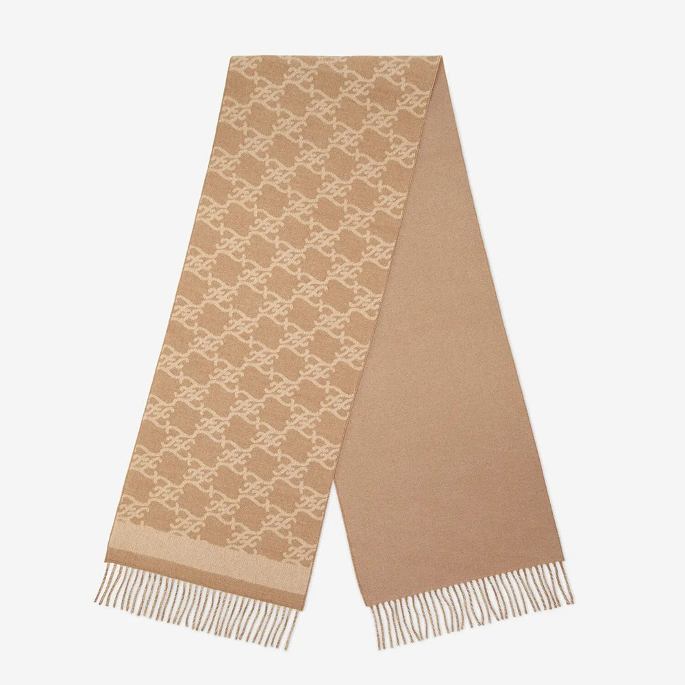 Fendi Karl Scarf In Beige Wool and Cashmere
