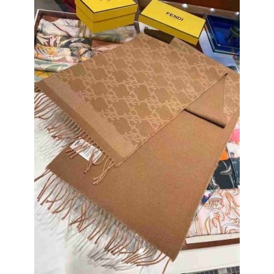 Fendi Karl Scarf In Beige Wool and Cashmere