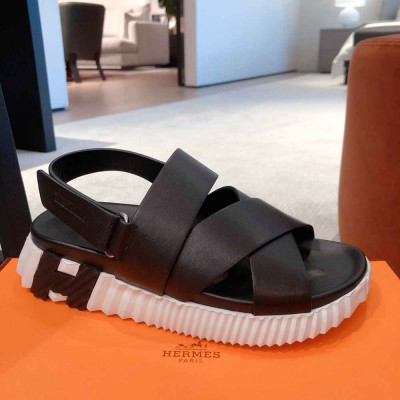 Hermes Electric Sandals in Black Leather