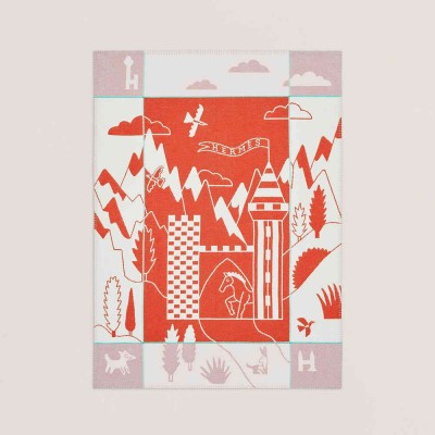 Hermes Avalon Epopee Blanket in Mandarine Wool and Cashmere