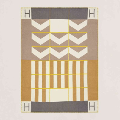 Hermes Avalon H Club Blanket in Taupe Cashmere