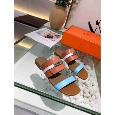 Hermes Avenue Sandals In Multicolour Calfskin