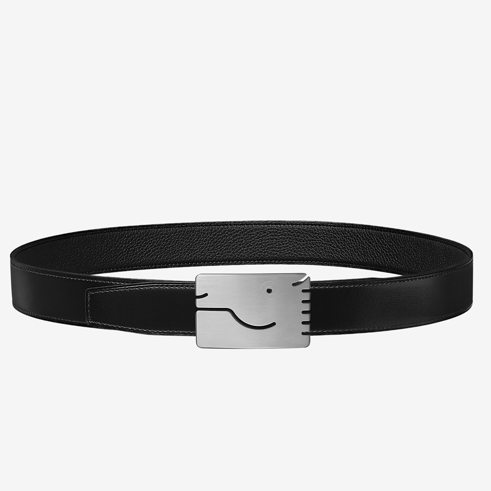 Hermes Black A Cheval Belt Buckle 32 MM Reversible Leather