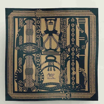 Hermes Blue Fantaisie d'Etriers Shawl 140