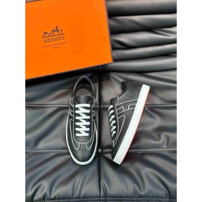 Hermes Boomerang Sneakers In Black Epsom Calfskin