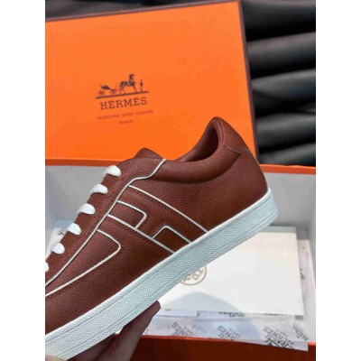 Hermes Boomerang Sneakers In Brown Epsom Calfskin