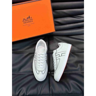 Hermes Boomerang Sneakers In White Epsom Calfskin