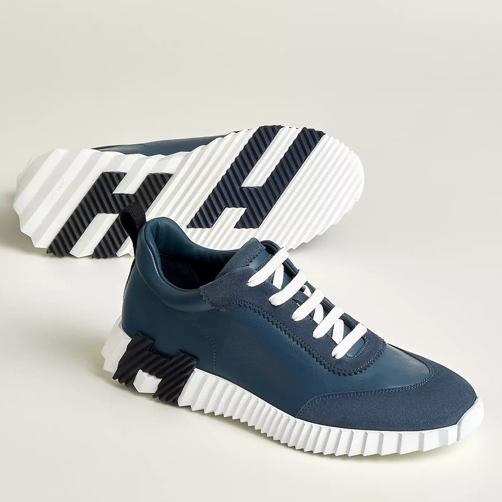 Hermes Bouncing Sneakers in Blue Leather