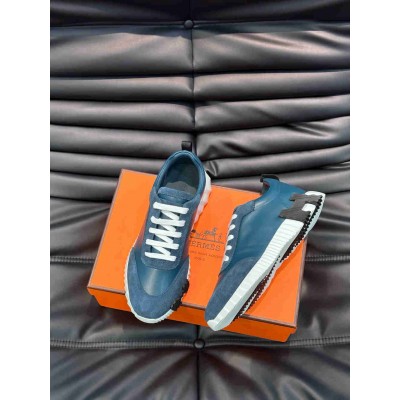 Hermes Bouncing Sneakers in Blue Leather
