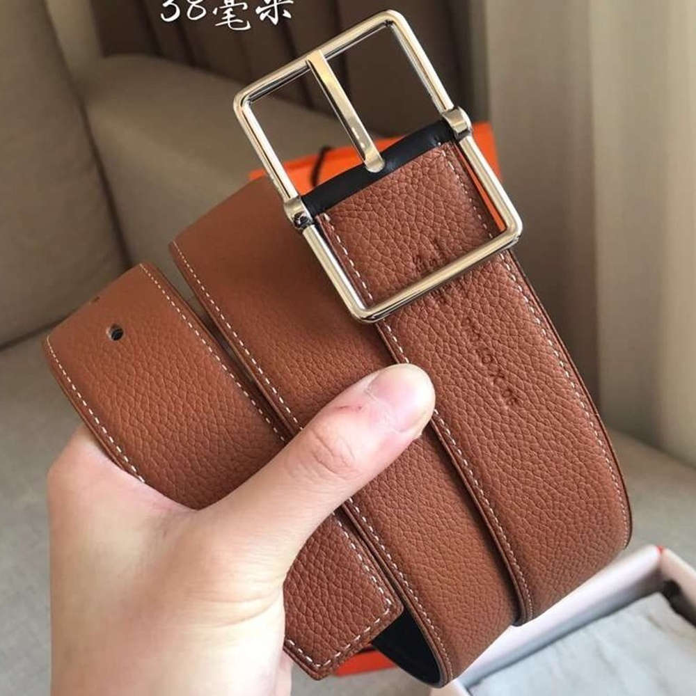 Hermes Brown Saddle 38MM Reversible Belt