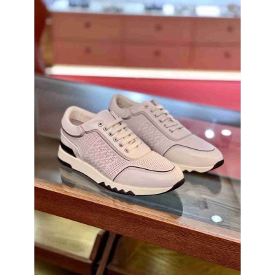 Hermes C-Addict Sneakers In White Perforated Calfskin