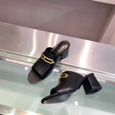 Hermes Camilla Mules 60MM In Black Calfskin