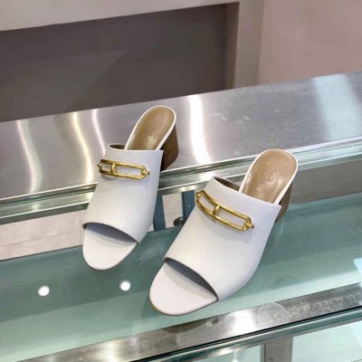 Hermes Camilla Mules 60MM In White Calfskin