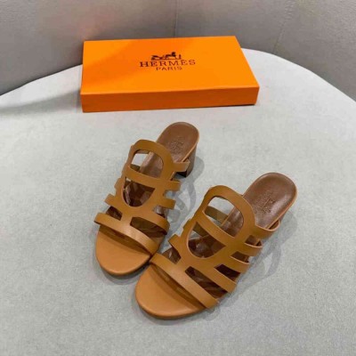 Hermes Celena Sandals 50mm In Brown Calfskin