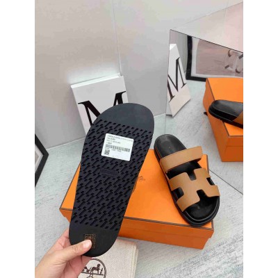Hermes Chypre Sandals in Brown Calfskin