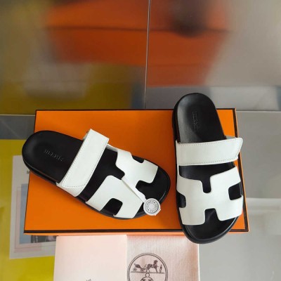 Hermes Chypre Sandals in White Calfskin