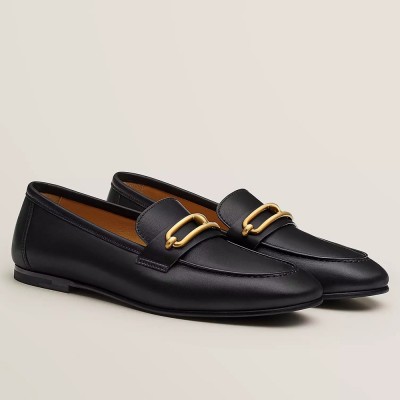 Hermes Colette Loafers In Black Calfskin