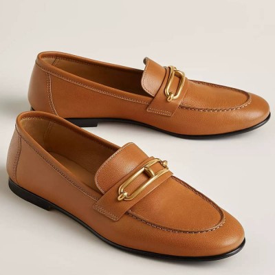 Hermes Colette Loafers in Brown Leather