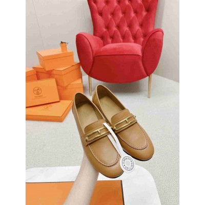 Hermes Colette Loafers in Brown Leather