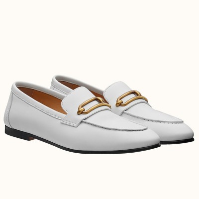 Hermes Colette Loafers In White Calfskin