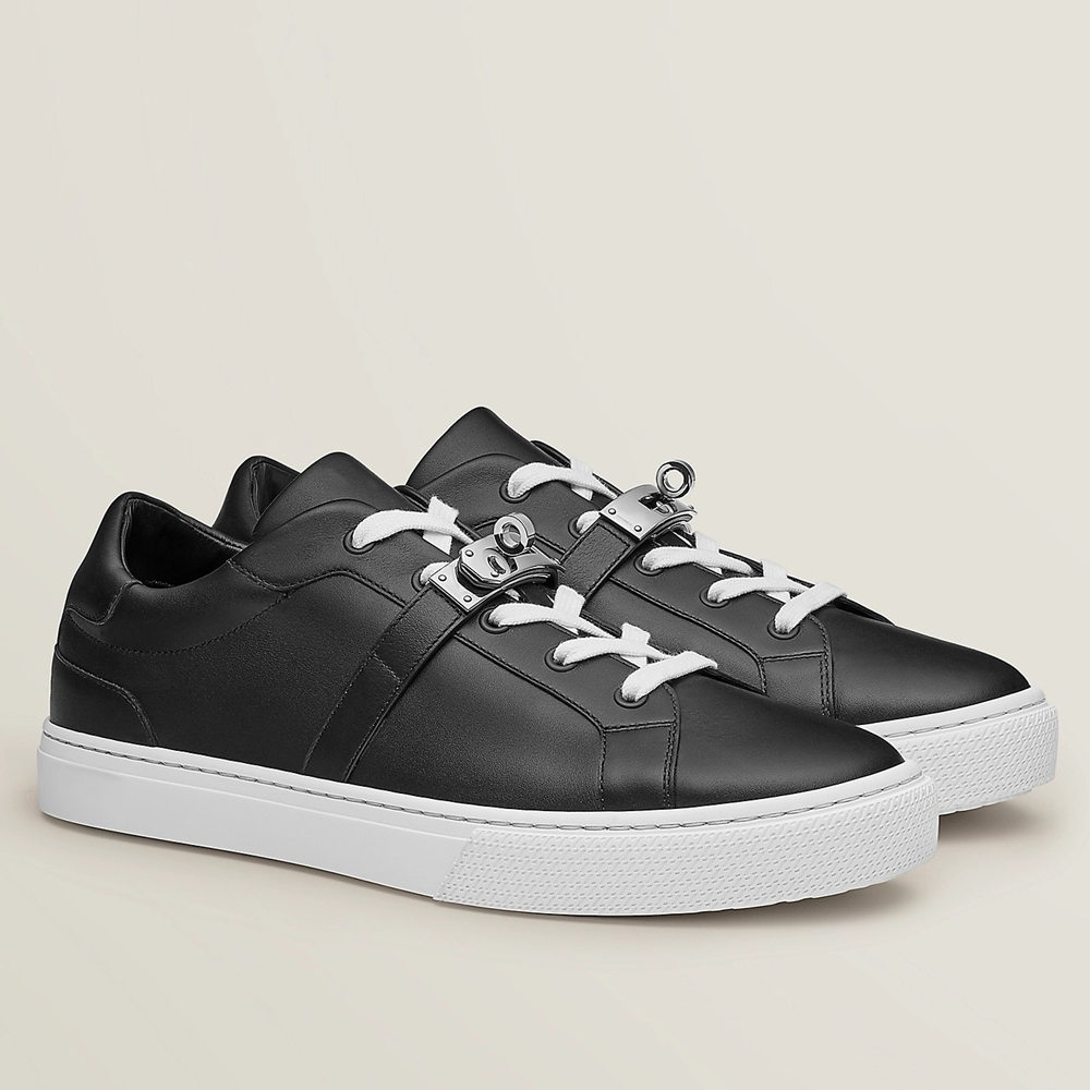 Hermes Day Sneakers in Black Leather