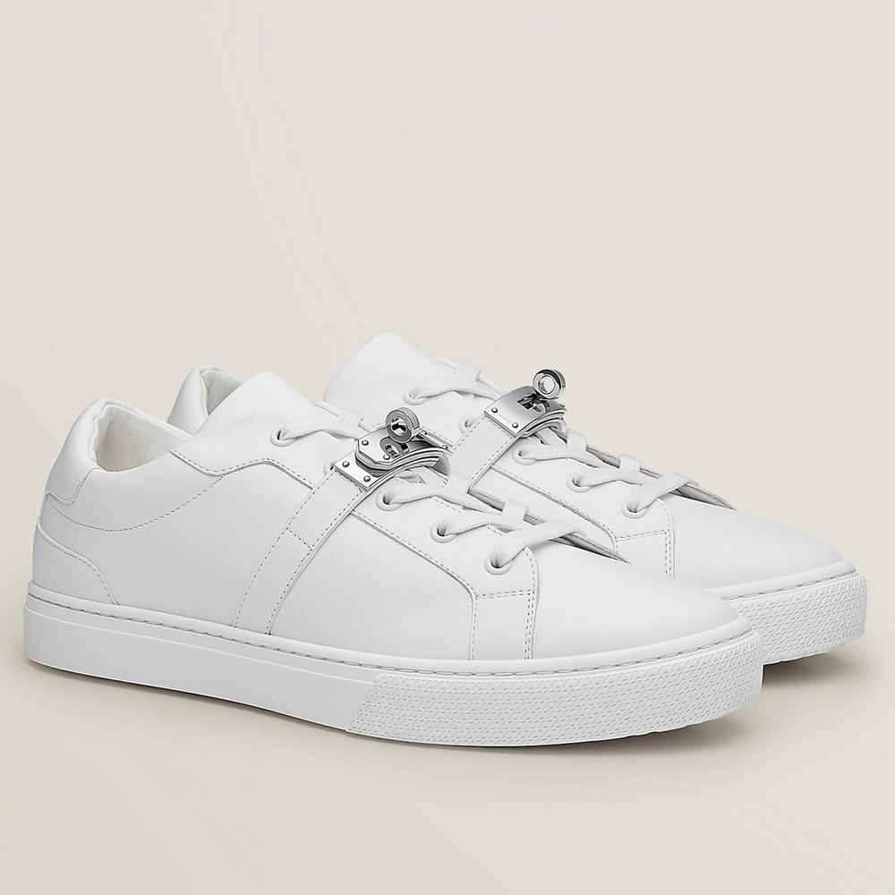 Hermes Day Sneakers in White Leather