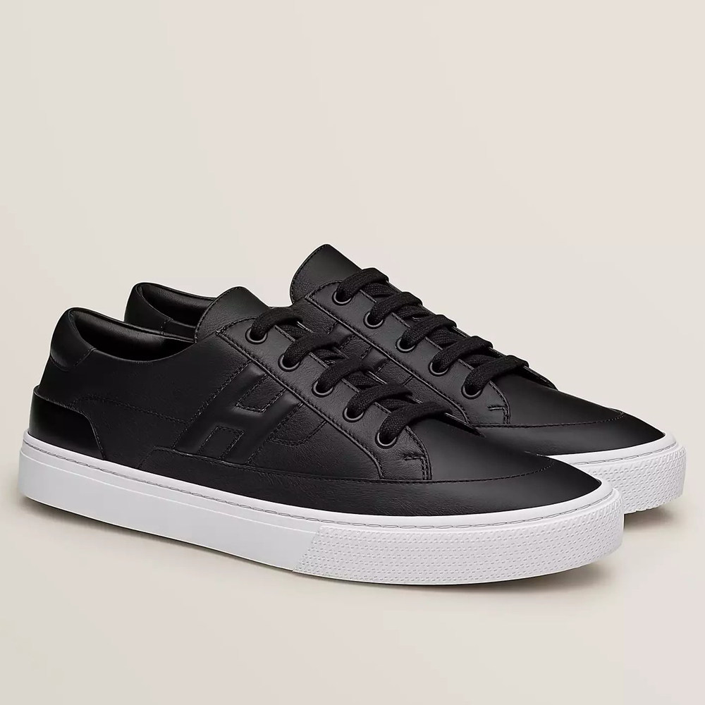 Hermes Deep Sneakers in Black Leather